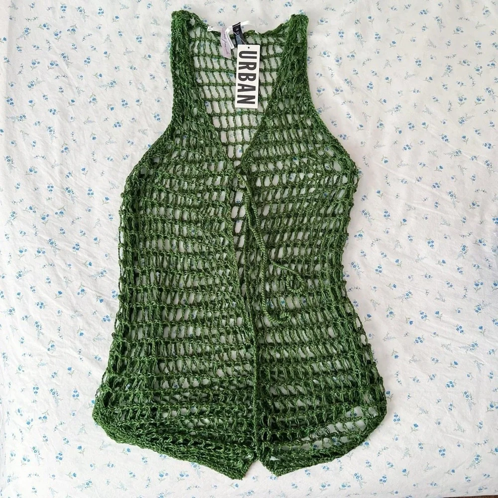 Urban Outfitters Green Crochet Knit Cover-Up - Picture 1 of 7